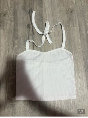 3 for $14 PacSun White Ribbed Tie-Halter Crop Cami size small